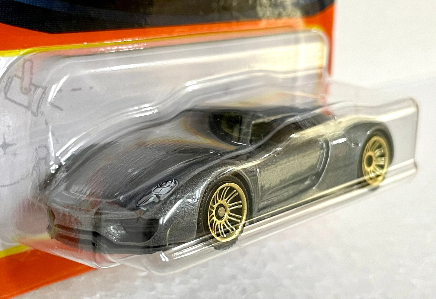 Matchbox Porsche 918 Spyder Grey with gold wheels like hot wheels