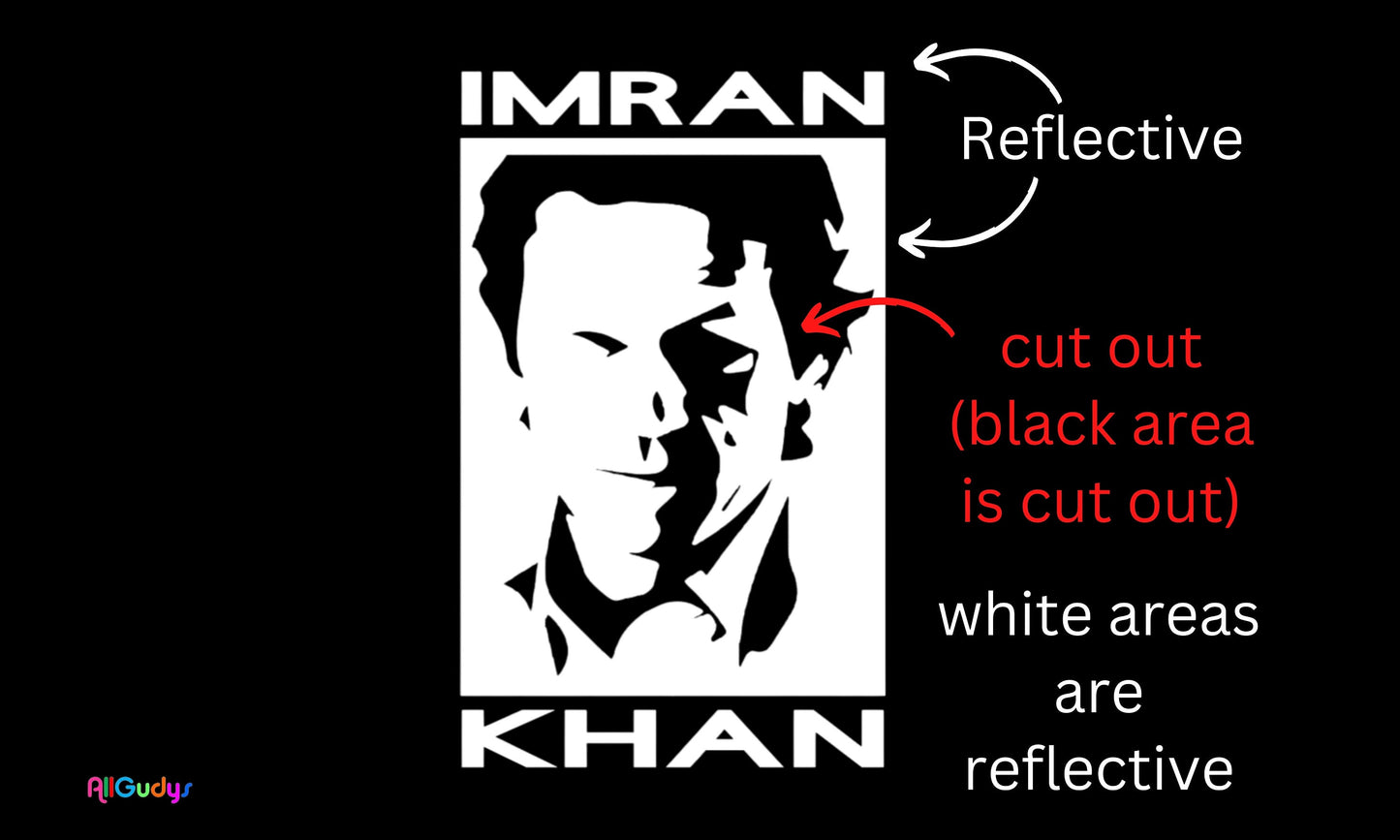 Imran Khan Car sticker decal reflective white color for car home front door laptop or wall art Imran Khan PTI ISF Reflective Decal