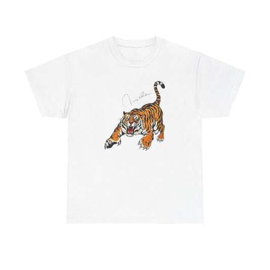 Imran Khan Cornered Tiger Illustration Tee with Imran Khan Autograph | Vintage Tiger Graphic T-Shirt 92 Cricket World Cup