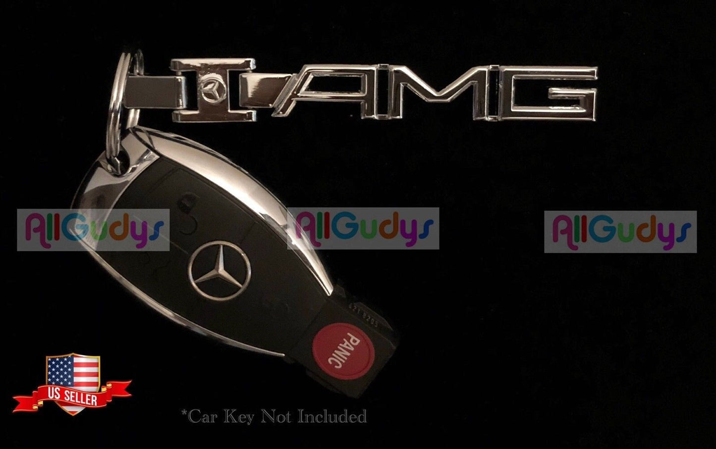 Mercedes Benz AMG Car Logo Emblem Keychain Keyring Fob Two-Sided Zinc Alloy