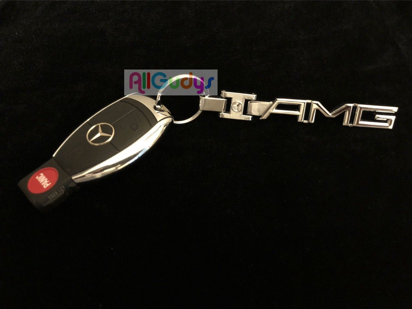 Mercedes Benz AMG Car Logo Emblem Keychain Keyring Fob Two-Sided Zinc Alloy