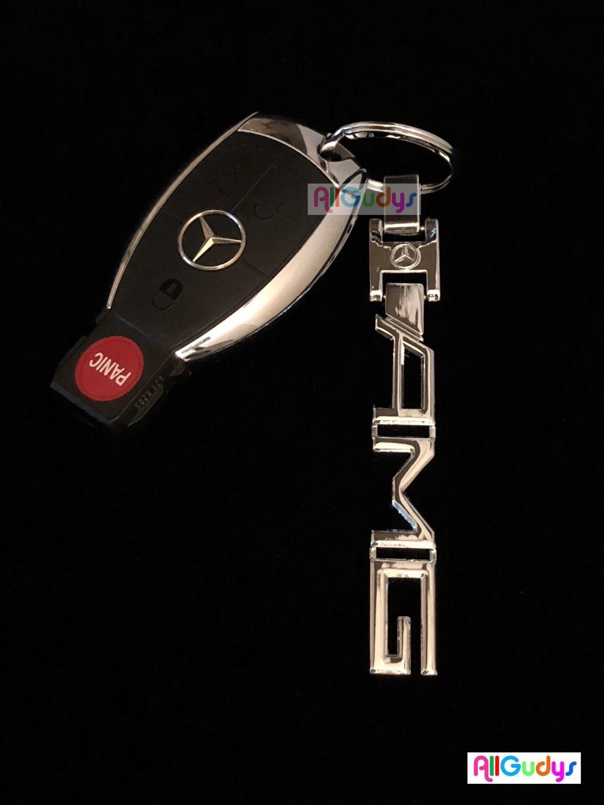 Mercedes Benz AMG Car Logo Emblem Keychain Keyring Fob Two-Sided Zinc Alloy